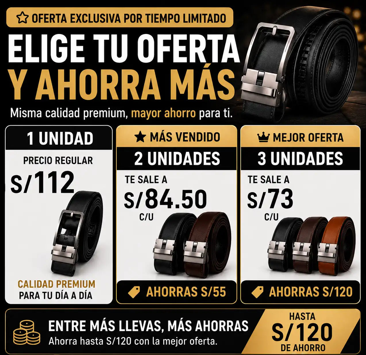 Cinturón Automático Sin Agujeros para Hombre